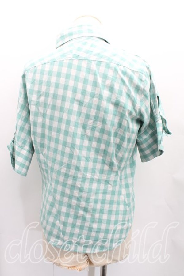 画像2: ヴィヴィアンウエストウッド MAN 中古 / ギンガムチェックドランクンシャツ II(9号相当) 緑  H-25-11-02-012-bl-OD-ZH (2)