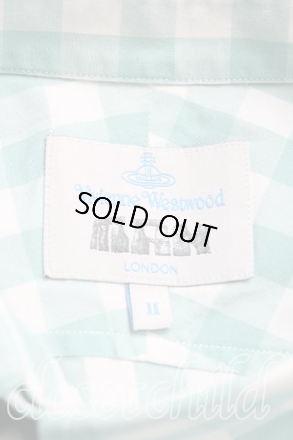 画像3: ヴィヴィアンウエストウッド MAN 中古 / ギンガムチェックドランクンシャツ II(9号相当） 緑  H-25-11-02-012-bl-OD-ZH (3)