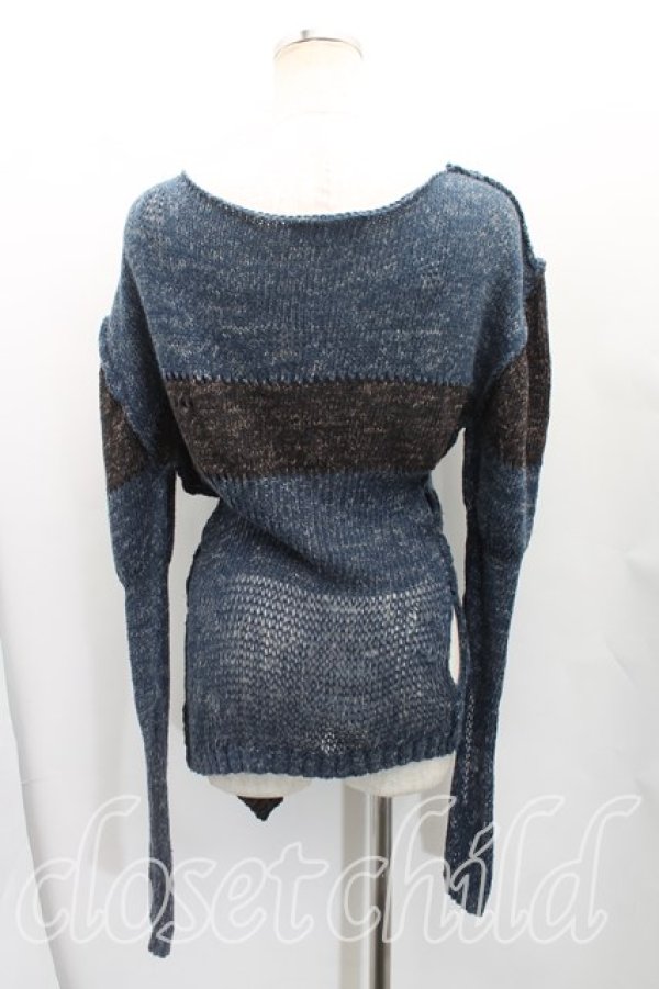 画像2: ヴィヴィアンウエストウッド 中古 / ボーダー変形カーディガン M 青x黒  H-25-11-02-016-to-OD-ZH (2)