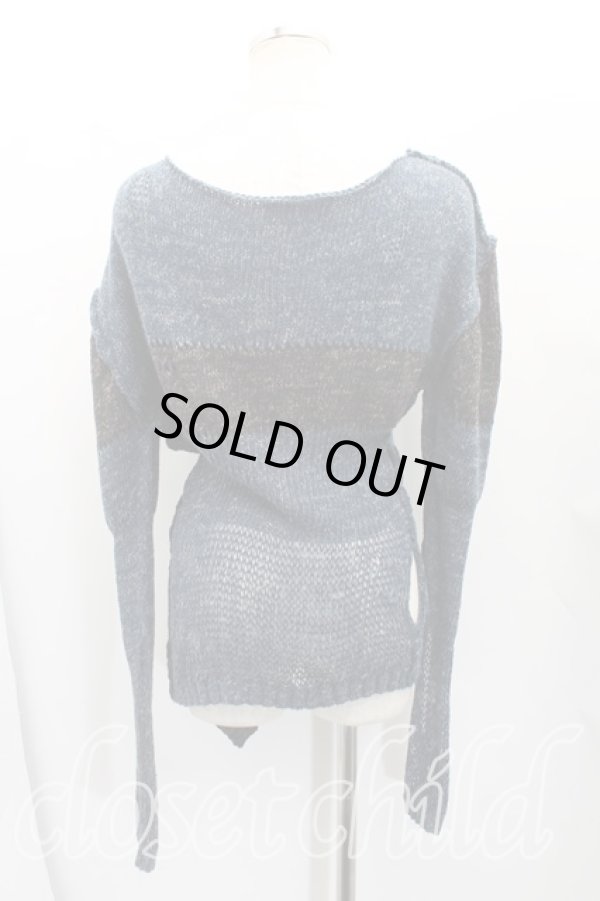 画像2: ヴィヴィアンウエストウッド 中古 / ボーダー変形カーディガン M 青ｘ黒  H-25-11-02-016-to-OD-ZH (2)