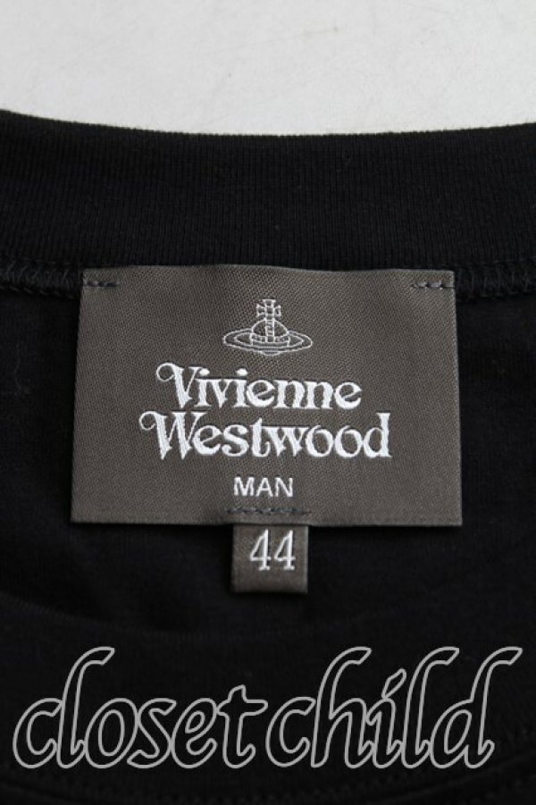 画像3: ヴィヴィアンウエストウッド MAN 中古 / オーブ&アシメハート刺繍Tシャツ 44(メンズS相当) 黒  H-25-11-02-019-ts-IN-ZH (3)