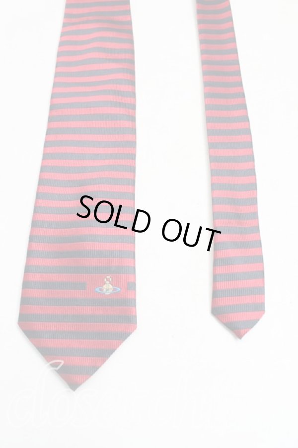 画像2: ヴィヴィアンウエストウッド MAN 中古 / オーブptボーダーネクタイ  赤ｘ黒  H-25-11-09-025-gd-OD-ZH (2)