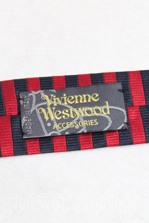 画像3: ヴィヴィアンウエストウッド MAN 中古 / オーブptボーダーネクタイ  赤ｘ黒  H-25-11-09-025-gd-OD-ZH (3)