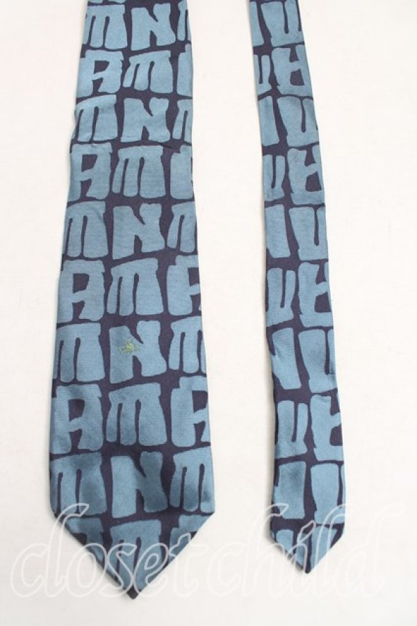 画像2: ヴィヴィアンウエストウッド MAN 中古 / ロゴptネクタイ  青ｘ紺  H-25-11-09-028-gd-OD-ZH (2)