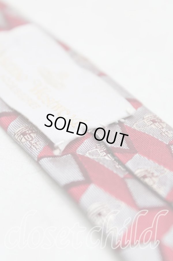 画像4: ヴィヴィアンウエストウッド MAN 中古 / スクエアオーブ刺繍ネクタイ  赤ｘシルバー  H-25-11-09-029-gd-OD-ZH (4)