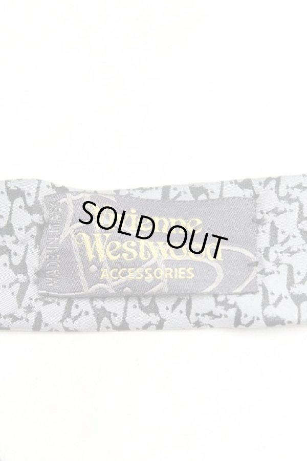 画像3: ヴィヴィアンウエストウッド MAN 中古 / オーブ総柄ネクタイ  シルバーｘ黒  H-25-11-09-031-gd-OD-ZH (3)