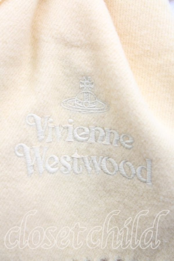 画像2: ヴィヴィアンウエストウッド 中古 / ロゴ刺繍ウールマフラー  黄色  H-25-11-09-033-gd-IN-ZH (2)