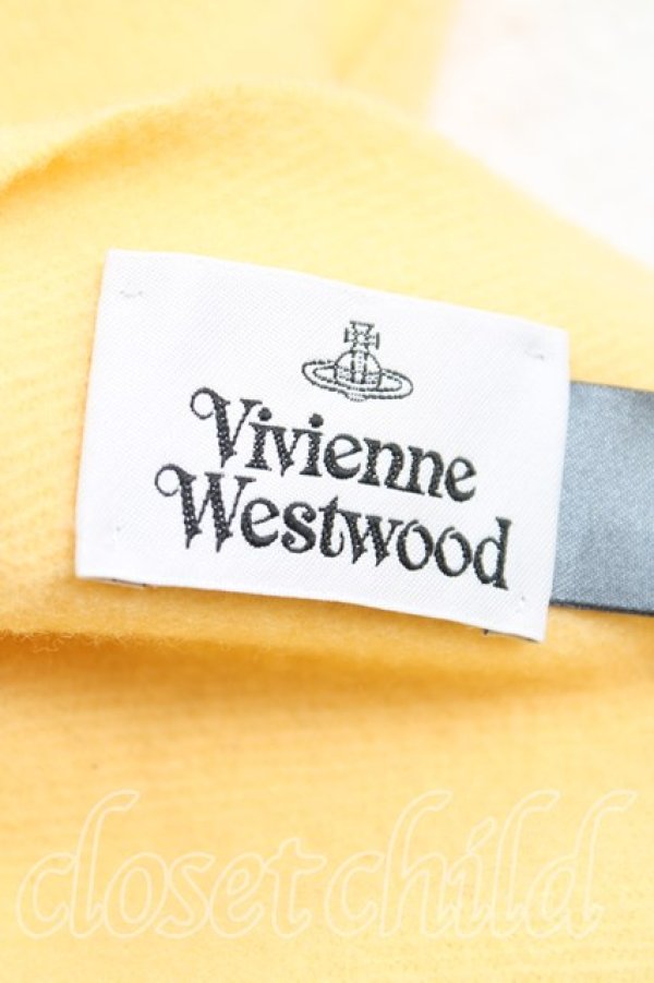 画像3: ヴィヴィアンウエストウッド 中古 / ロゴ刺繍ウールマフラー  黄色  H-25-11-09-033-gd-IN-ZH (3)