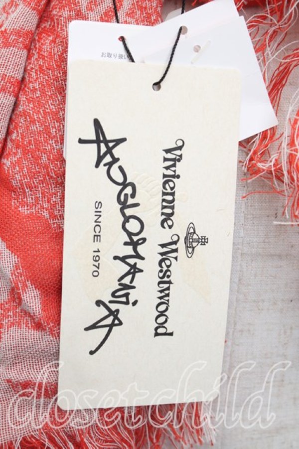 画像4: ANGLOMANIA 中古 / ロゴ刺繍大判ストール  赤  H-25-11-09-035-gd-OD-ZH (4)