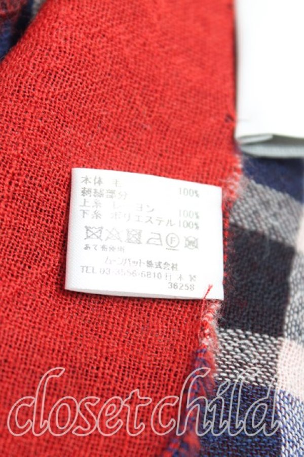 画像3: ヴィヴィアンウエストウッド 中古 / タータンチェック大判ストール  紺×赤  H-25-11-09-041-gd-IN-ZH (3)