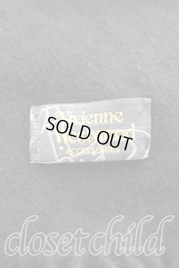 画像3: ヴィヴィアンウエストウッド 中古 / ロゴ刺繍マフラー  黒  H-25-11-09-043-gd-OD-ZH (3)