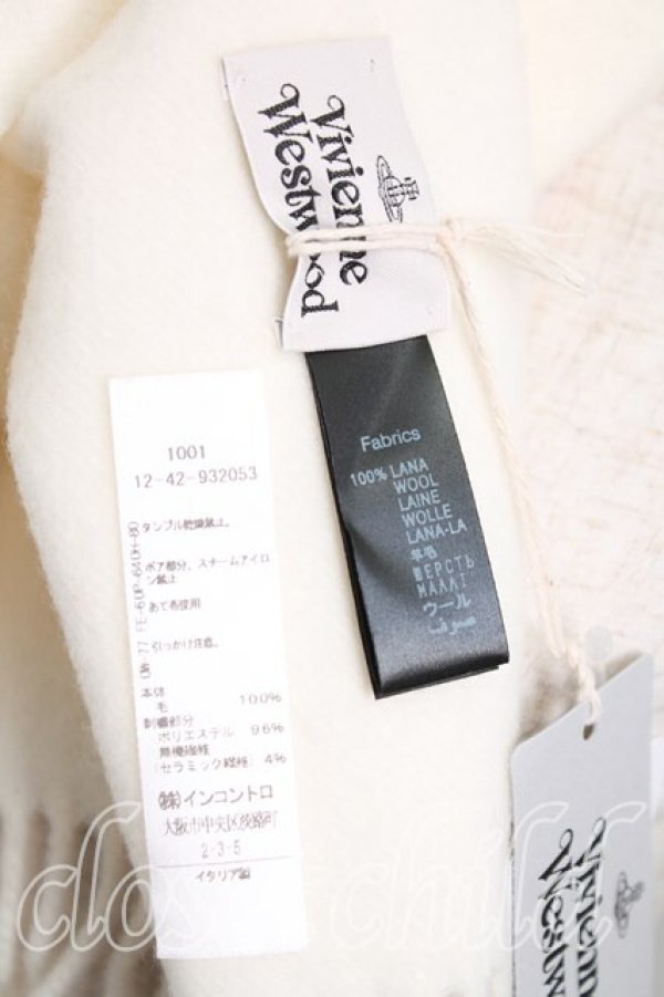 画像3: ヴィヴィアンウエストウッド 中古 / ロゴ刺繍ウールマフラー  クリーム  H-25-11-09-045-gd-IN-ZH (3)