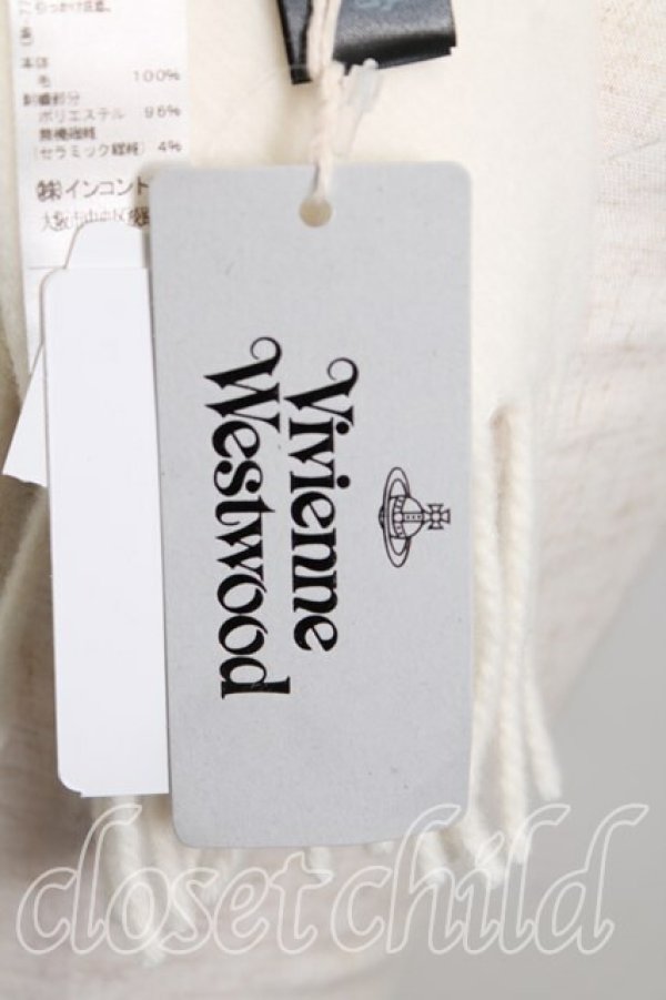 画像4: ヴィヴィアンウエストウッド 中古 / ロゴ刺繍ウールマフラー  クリーム  H-25-11-09-045-gd-IN-ZH (4)