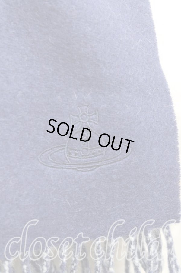 画像2: ヴィヴィアンウエストウッド 中古 / バイカラーマフラー  青  H-25-11-09-047-gd-OD-ZH (2)