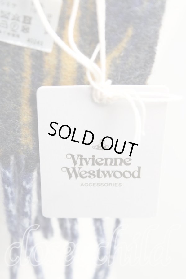 画像4: ヴィヴィアンウエストウッド 中古 / バイカラーマフラー  青  H-25-11-09-047-gd-OD-ZH (4)