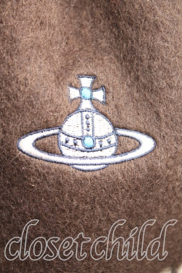 画像2: ヴィヴィアンウエストウッド 中古 / チェックバイカラーマフラー  茶  H-25-11-09-048-gd-OD-ZH (2)