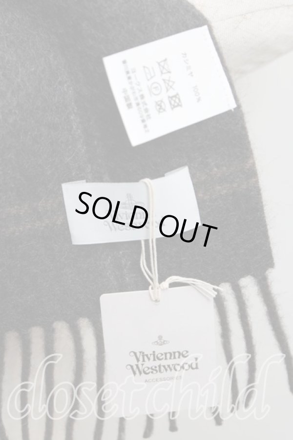 画像3: ヴィヴィアンウエストウッド 中古 / チェックバイカラーマフラー  茶  H-25-11-09-048-gd-OD-ZH (3)