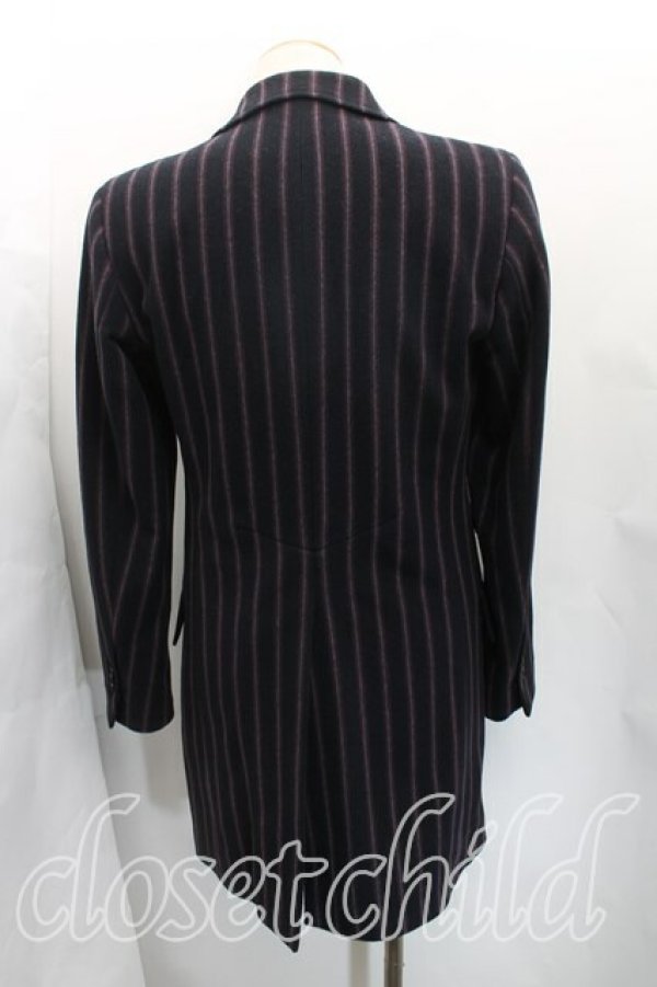 画像2: ヴィヴィアンウエストウッド MAN 中古 / ストライプフロントアシメコート 46(メンズM相当) 黒×紫  H-25-11-09-063-co-IN-ZH (2)