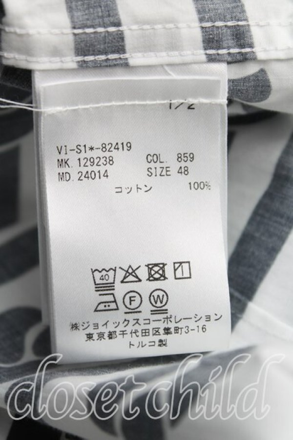 画像4: ヴィヴィアンウエストウッド 中古 / ロープ柄半袖シャツ 48(メンズL相当) 白×紺  H-25-11-09-067-bl-IN-ZH (4)