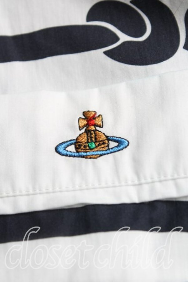 画像5: ヴィヴィアンウエストウッド 中古 / ロープ柄半袖シャツ 48(メンズL相当) 白×紺  H-25-11-09-067-bl-IN-ZH (5)