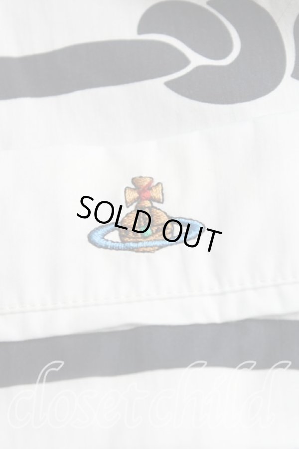 画像5: ヴィヴィアンウエストウッド 中古 / ロープ柄半袖シャツ 48(メンズL相当) 白×紺  H-25-11-09-067-bl-IN-ZH (5)