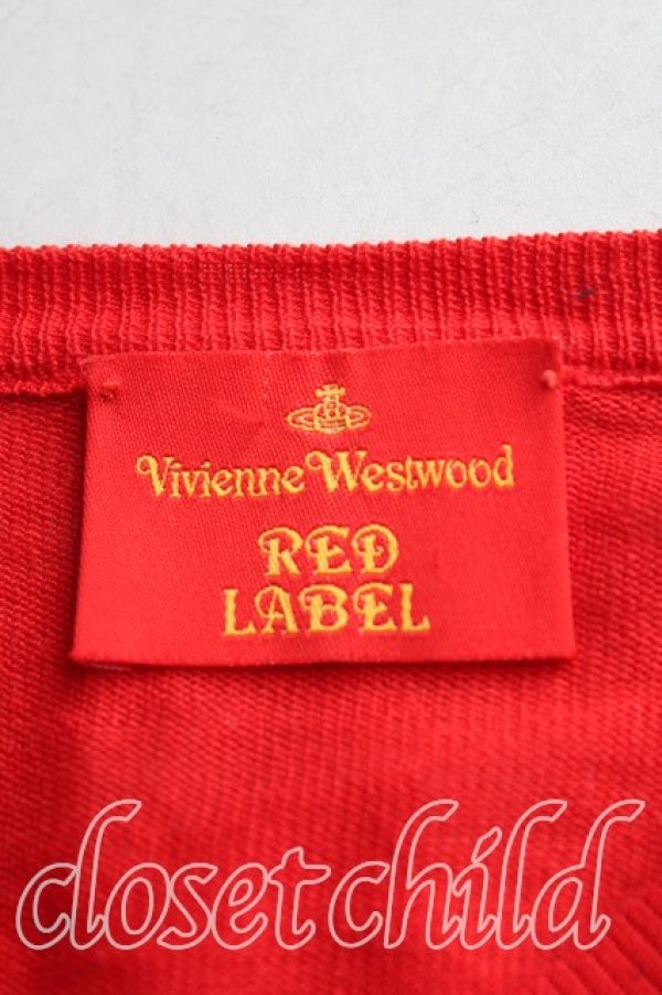 画像3: ヴィヴィアンウエストウッド 中古 / カラーオーブ刺繍Vネックセーター S 赤  H-25-11-09-076-to-OD-ZH (3)