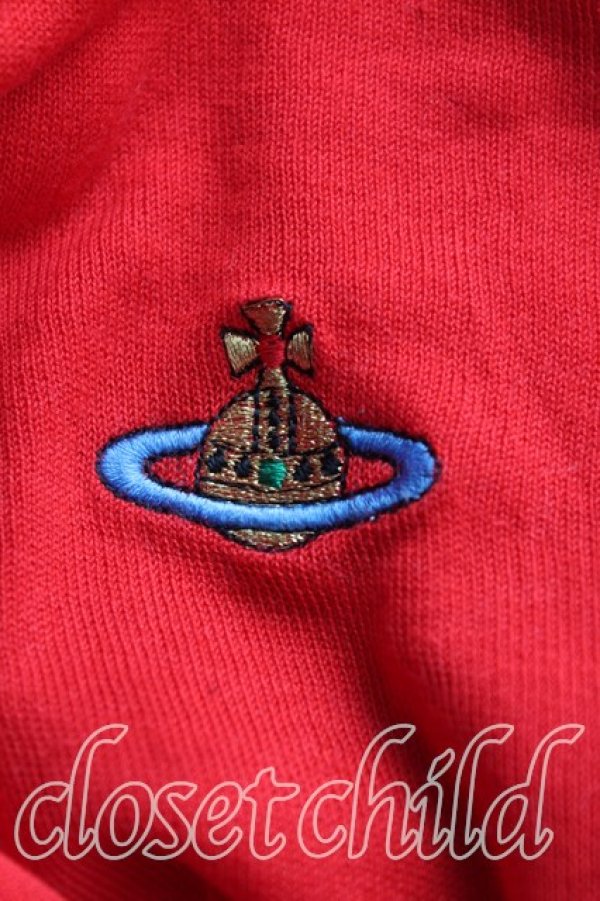 画像5: ヴィヴィアンウエストウッド 中古 / カラーオーブ刺繍Vネックセーター S 赤  H-25-11-09-076-to-OD-ZH (5)