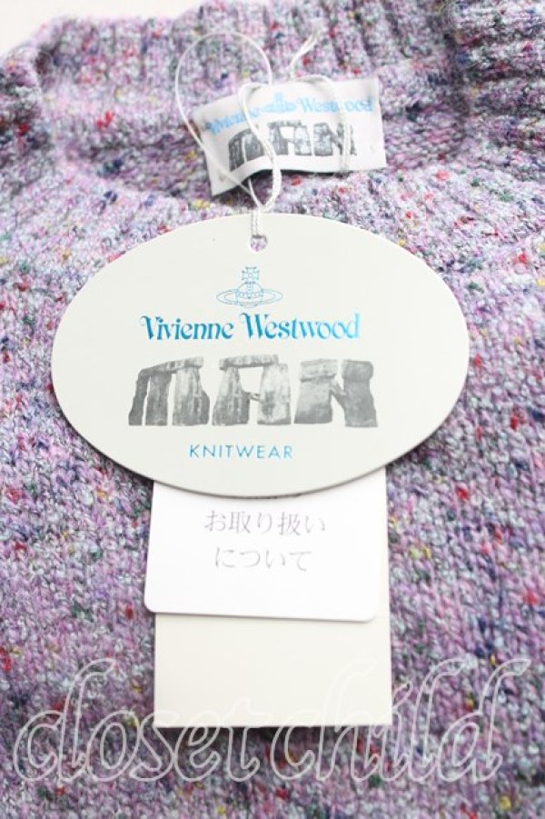 画像3: ヴィヴィアンウエストウッド MAN 中古 / カラーオーブ刺繍ニット S 紫  H-25-11-09-079-to-IN-ZH (3)