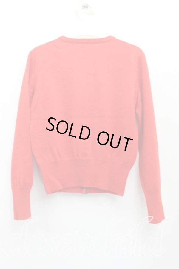 画像2: ヴィヴィアンウエストウッド 中古 / 単色オーブ刺繍切替カーディガン 3（11号相当） 赤  H-25-11-09-082-to-OD-ZH (2)