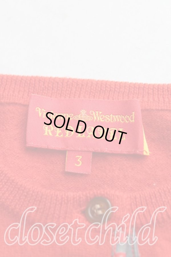 画像3: ヴィヴィアンウエストウッド 中古 / 単色オーブ刺繍切替カーディガン 3（11号相当） 赤  H-25-11-09-082-to-OD-ZH (3)