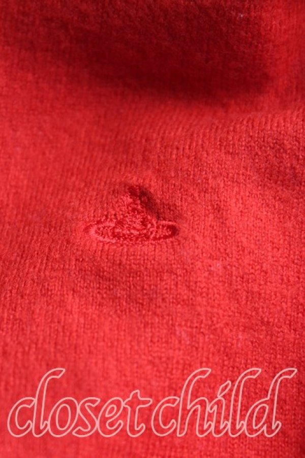 画像6: ヴィヴィアンウエストウッド 中古 / 単色オーブ刺繍切替カーディガン 3（11号相当） 赤  H-25-11-09-082-to-OD-ZH (6)