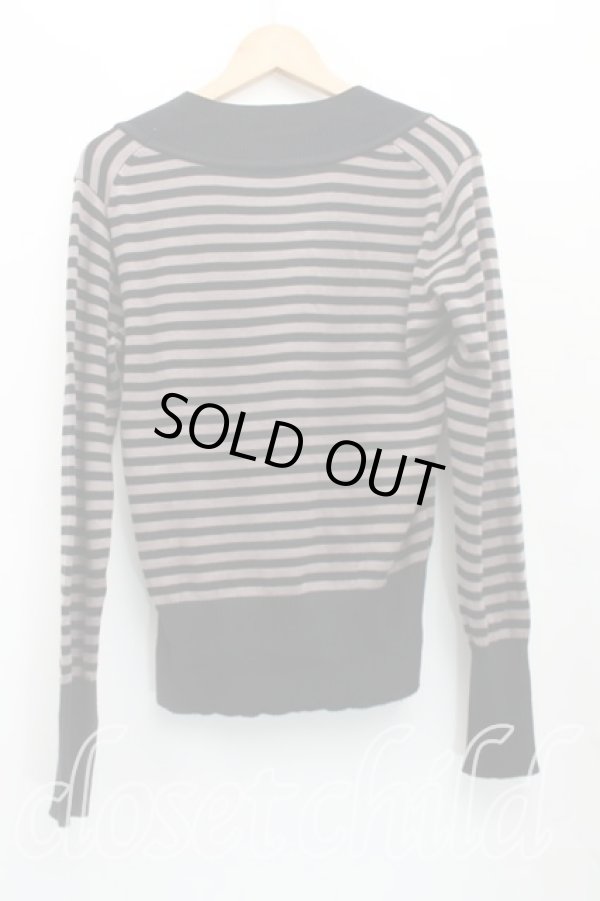 画像2: ヴィヴィアンウエストウッド 中古 / スカルptボーダーラウンドネックニット 2(9号相当) 黒×紫  H-25-11-09-084-to-IN-ZH (2)