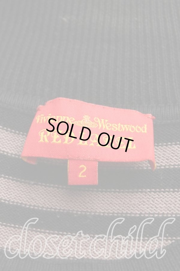 画像3: ヴィヴィアンウエストウッド 中古 / スカルptボーダーラウンドネックニット 2(9号相当) 黒×紫  H-25-11-09-084-to-IN-ZH (3)