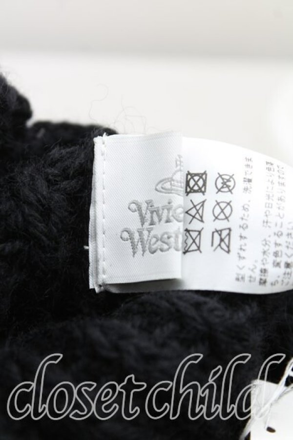 画像4: ヴィヴィアンウエストウッド 中古 / スクエアニット帽  黒  H-25-11-09-016-ha-OD-ZH (4)