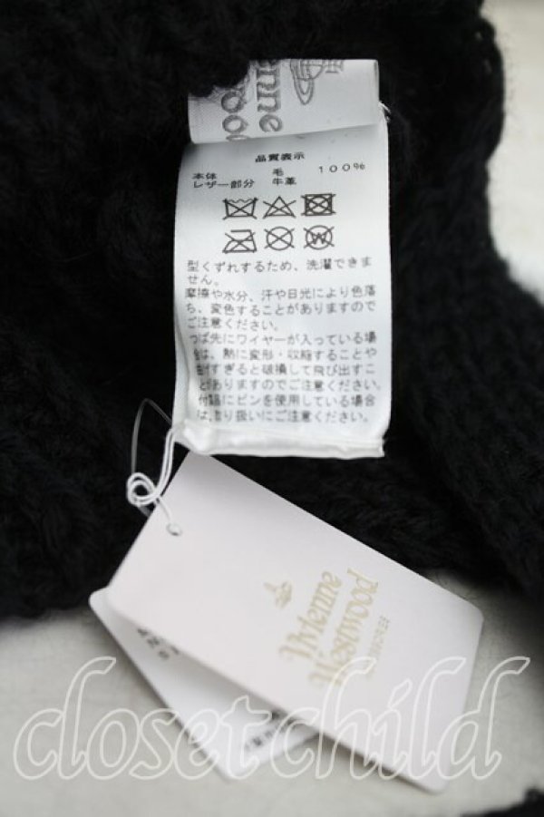 画像5: ヴィヴィアンウエストウッド 中古 / スクエアニット帽  黒  H-25-11-09-016-ha-OD-ZH (5)