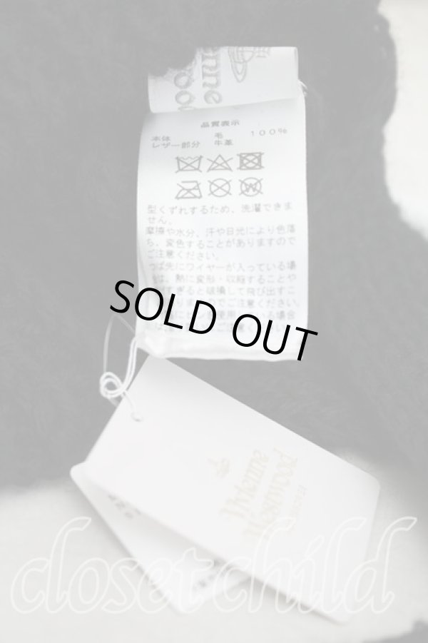 画像5: ヴィヴィアンウエストウッド 中古 / スクエアニット帽  黒  H-25-11-09-016-ha-OD-ZH (5)