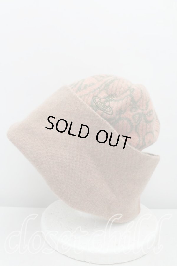 画像2: ヴィヴィアンウエストウッド 中古 / ブロケードフラワーニット帽  ピンク×緑  H-25-11-09-018-ha-IN-ZH (2)