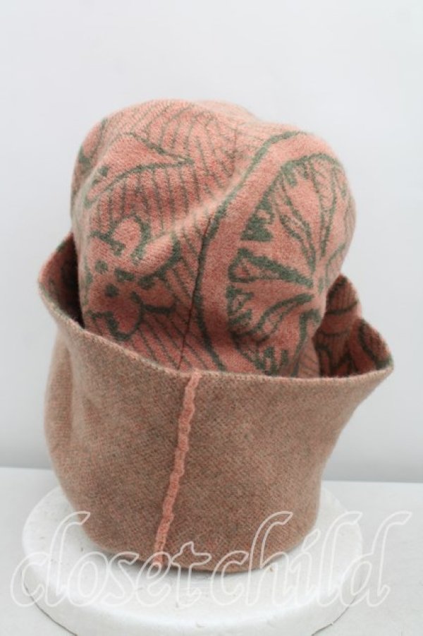画像3: ヴィヴィアンウエストウッド 中古 / ブロケードフラワーニット帽  ピンク×緑  H-25-11-09-018-ha-IN-ZH (3)