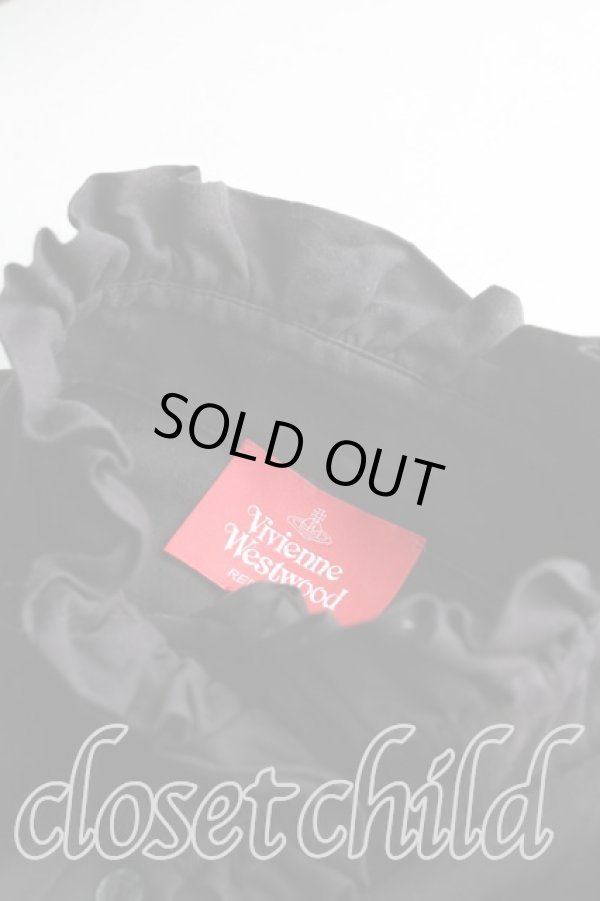 画像6: ヴィヴィアンウエストウッド 中古 / オーブ刺繍フリルシャツ 02(9号相当) 黒  H-25-11-16-038-bl-IN-ZH (6)