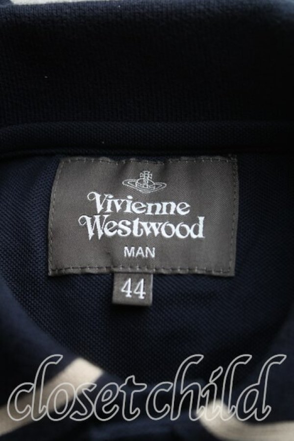 画像3: ヴィヴィアンウエストウッド MAN 中古 / オーブ刺繍ポロシャツ 44（メンズS相当） 紺  H-25-11-16-047-to-OD-ZH (3)