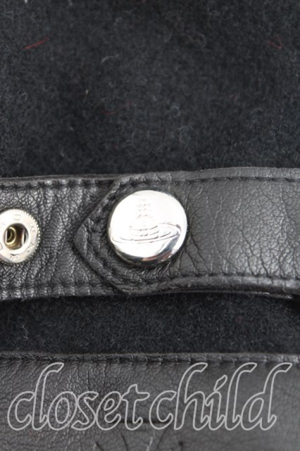 画像2: ヴィヴィアンウエストウッド 中古 / レザー切替グローブ  黒  H-25-11-16-015-gd-IN-ZH (2)