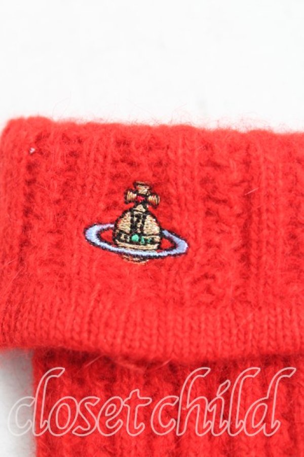 画像2: ヴィヴィアンウエストウッド 中古 / カラーオーブ刺繍手袋  赤  H-25-11-16-016-gd-IN-ZH (2)