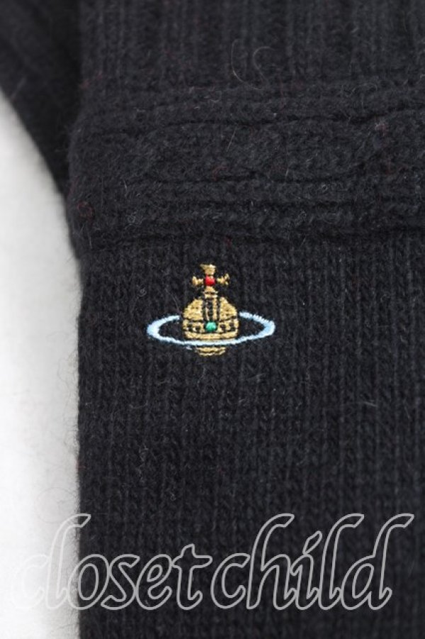 画像2: ヴィヴィアンウエストウッド 中古 / カラーオーブ刺繍手袋  黒  H-25-11-16-017-gd-IN-ZH (2)