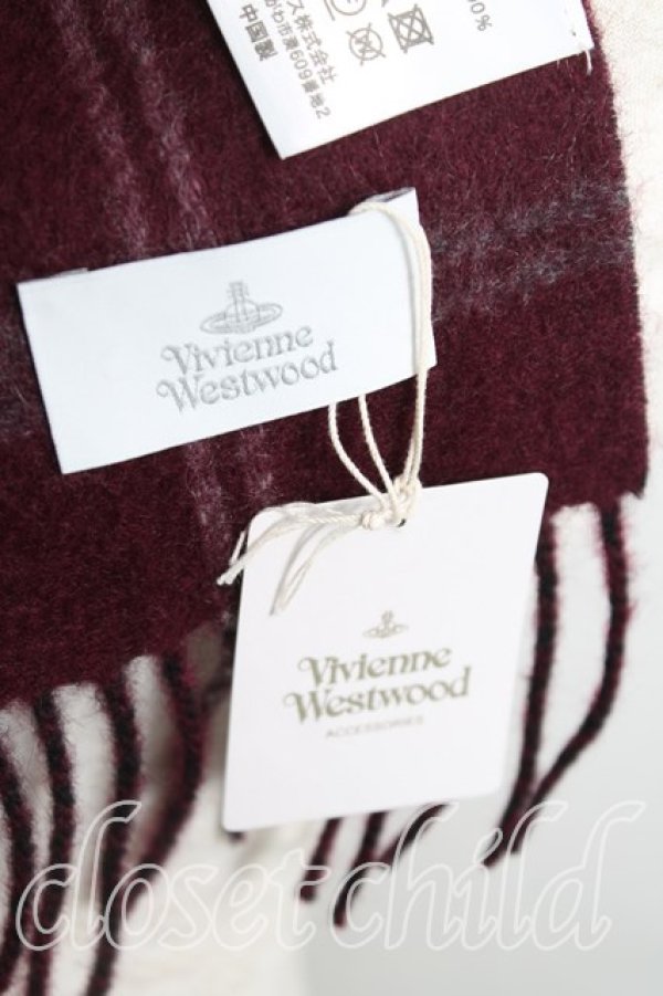 画像3: ヴィヴィアンウエストウッド 中古 / チェックバイカラーマフラー  エンジ  H-25-11-16-019-gd-OD-ZH (3)