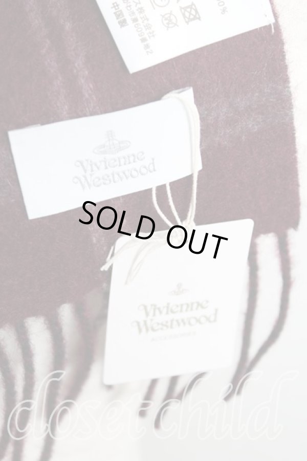 画像3: ヴィヴィアンウエストウッド 中古 / チェックバイカラーマフラー  エンジ  H-25-11-16-019-gd-OD-ZH (3)