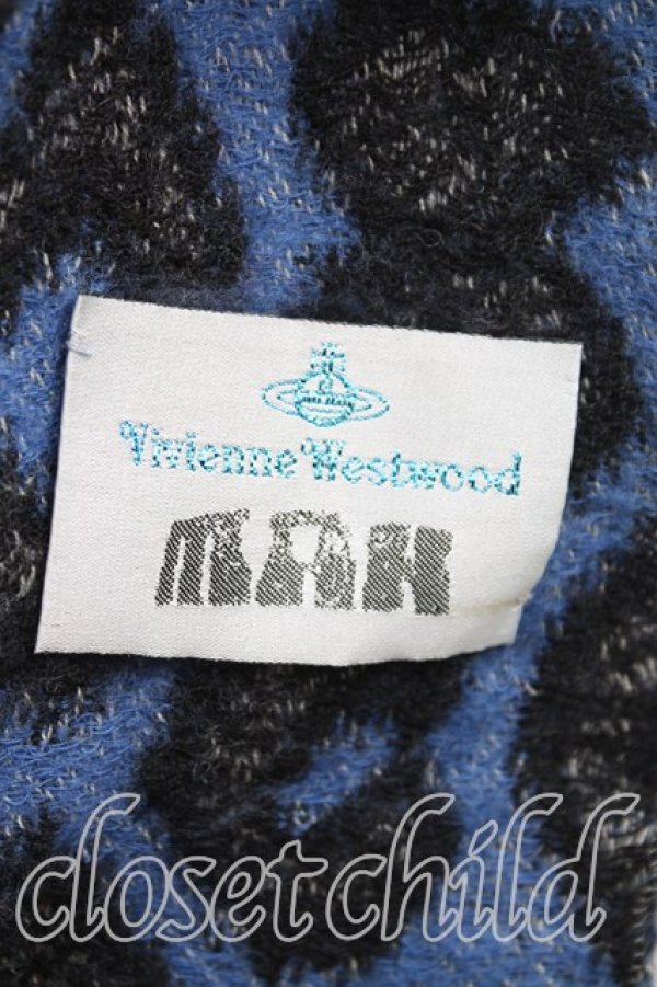 画像2: ヴィヴィアンウエストウッド MAN 中古 / レオパード柄マフラー  青  H-25-11-16-021-gd-OD-ZH (2)