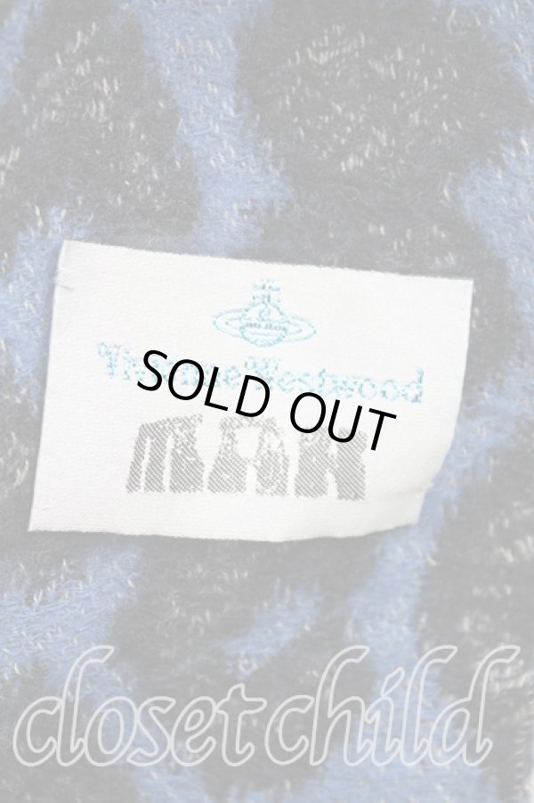 画像2: ヴィヴィアンウエストウッド MAN 中古 / レオパード柄マフラー  青  H-25-11-16-021-gd-OD-ZH (2)