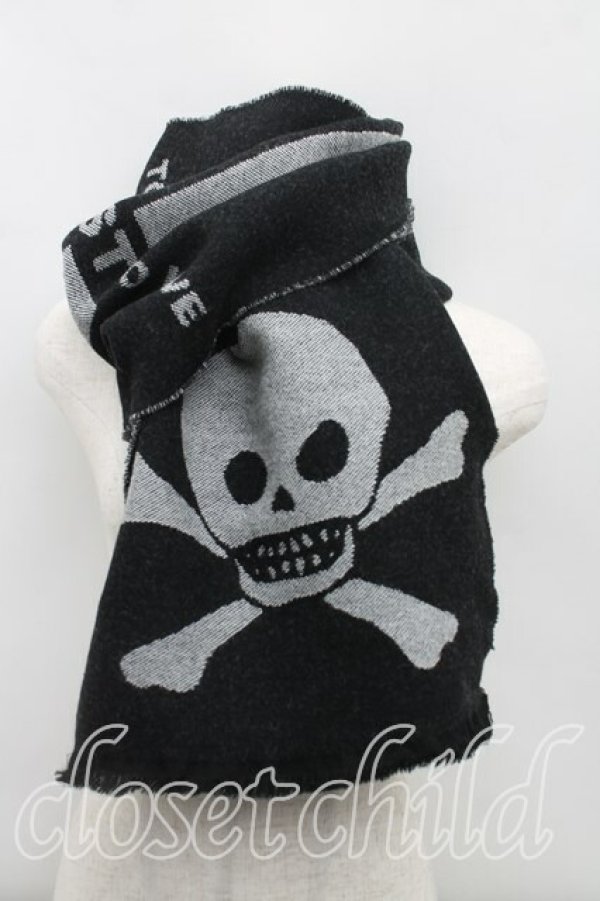 画像2: ヴィヴィアンウエストウッド 中古 / T.F.T.Lマフラー  黒×灰  H-25-11-16-022-gd-IN-ZH (2)