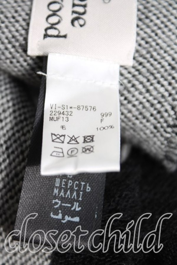 画像4: ヴィヴィアンウエストウッド 中古 / T.F.T.Lマフラー  黒×灰  H-25-11-16-022-gd-IN-ZH (4)