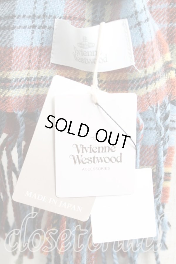 画像3: ヴィヴィアンウエストウッド 中古 / タータンチェックマフラー  水色ｘ茶  H-25-11-16-026-gd-OD-ZH (3)